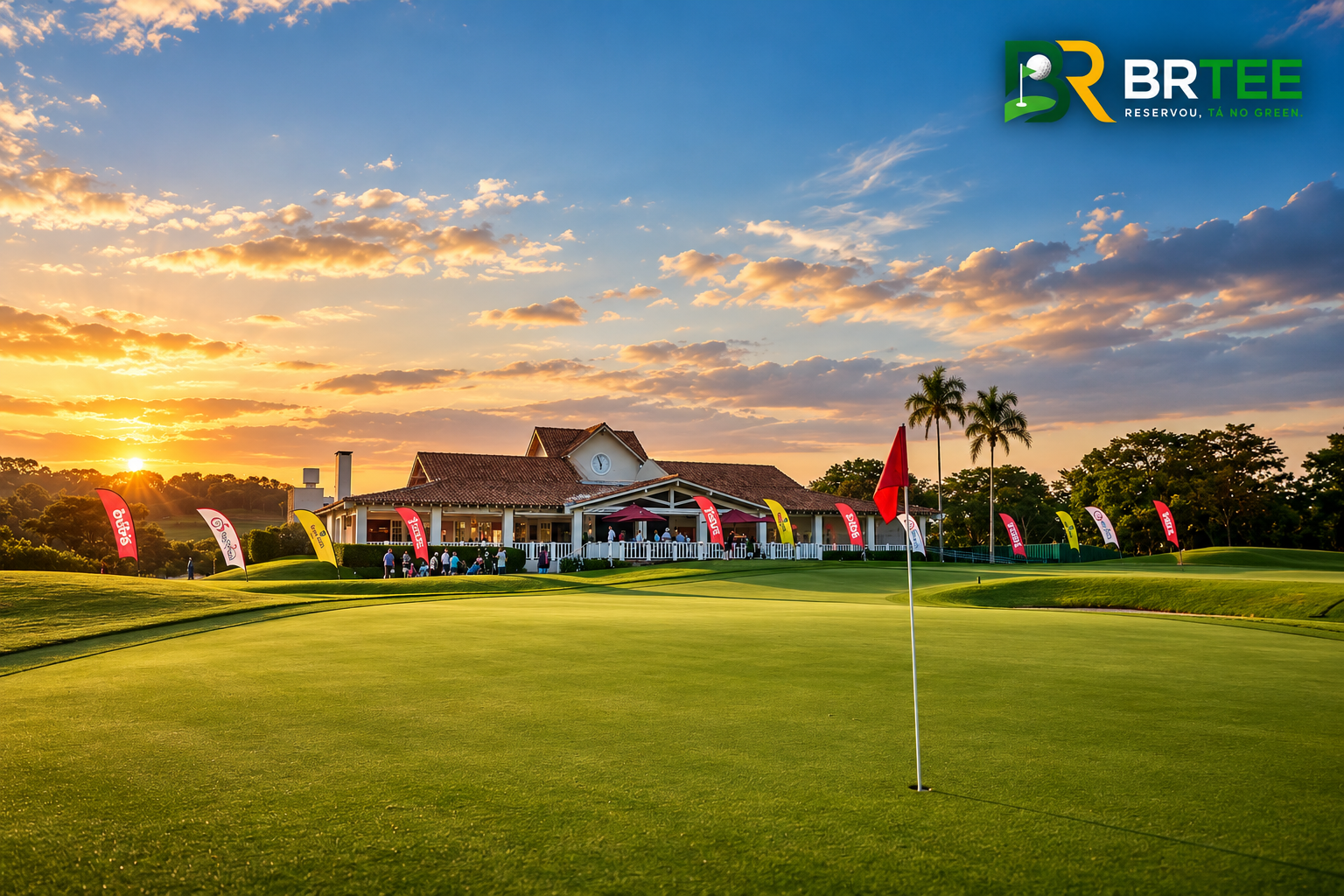 Campo de golfe brasileiro ao entardecer